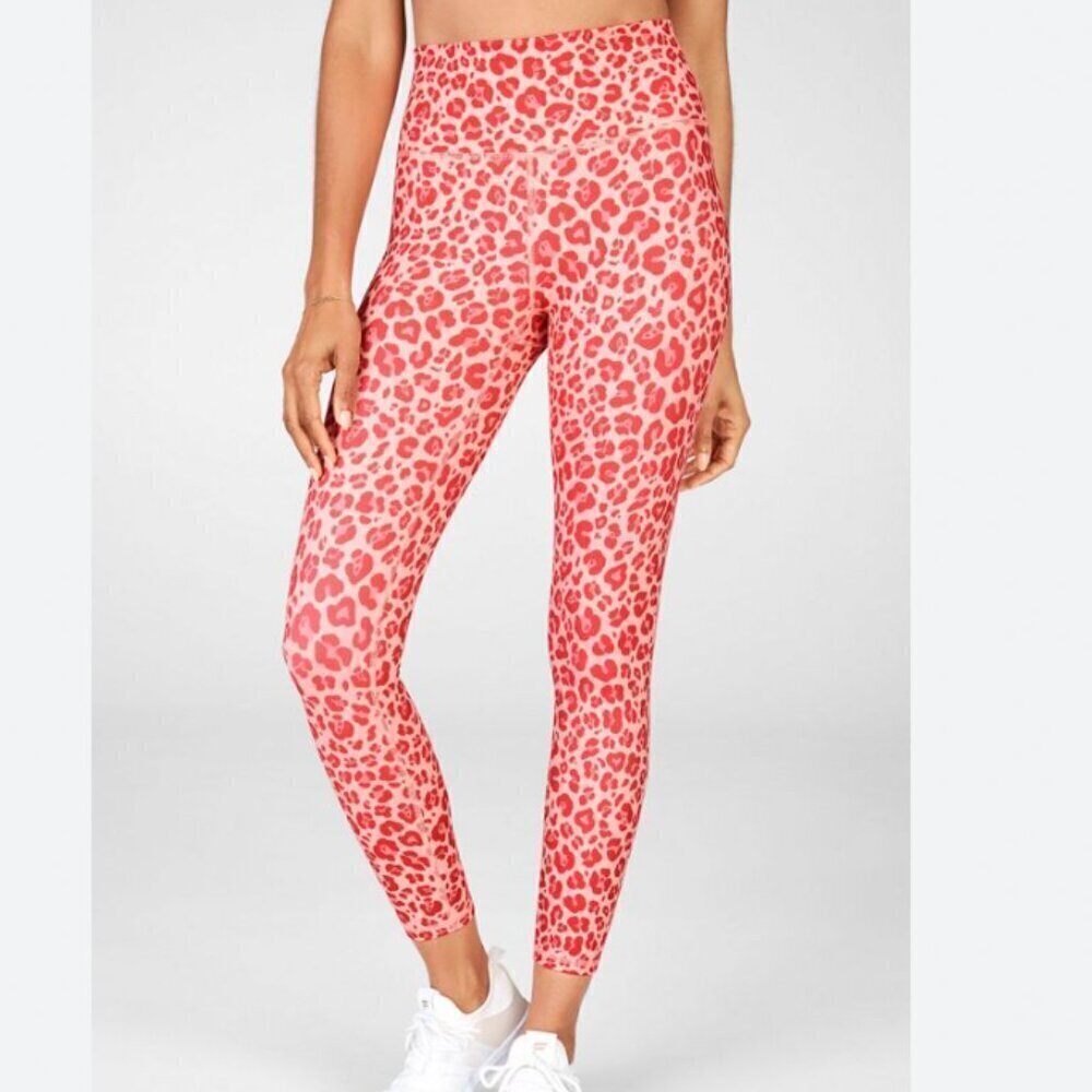 Fabletics Define PowerHold High Waisted 7/8 Legging Pink Leopard Print